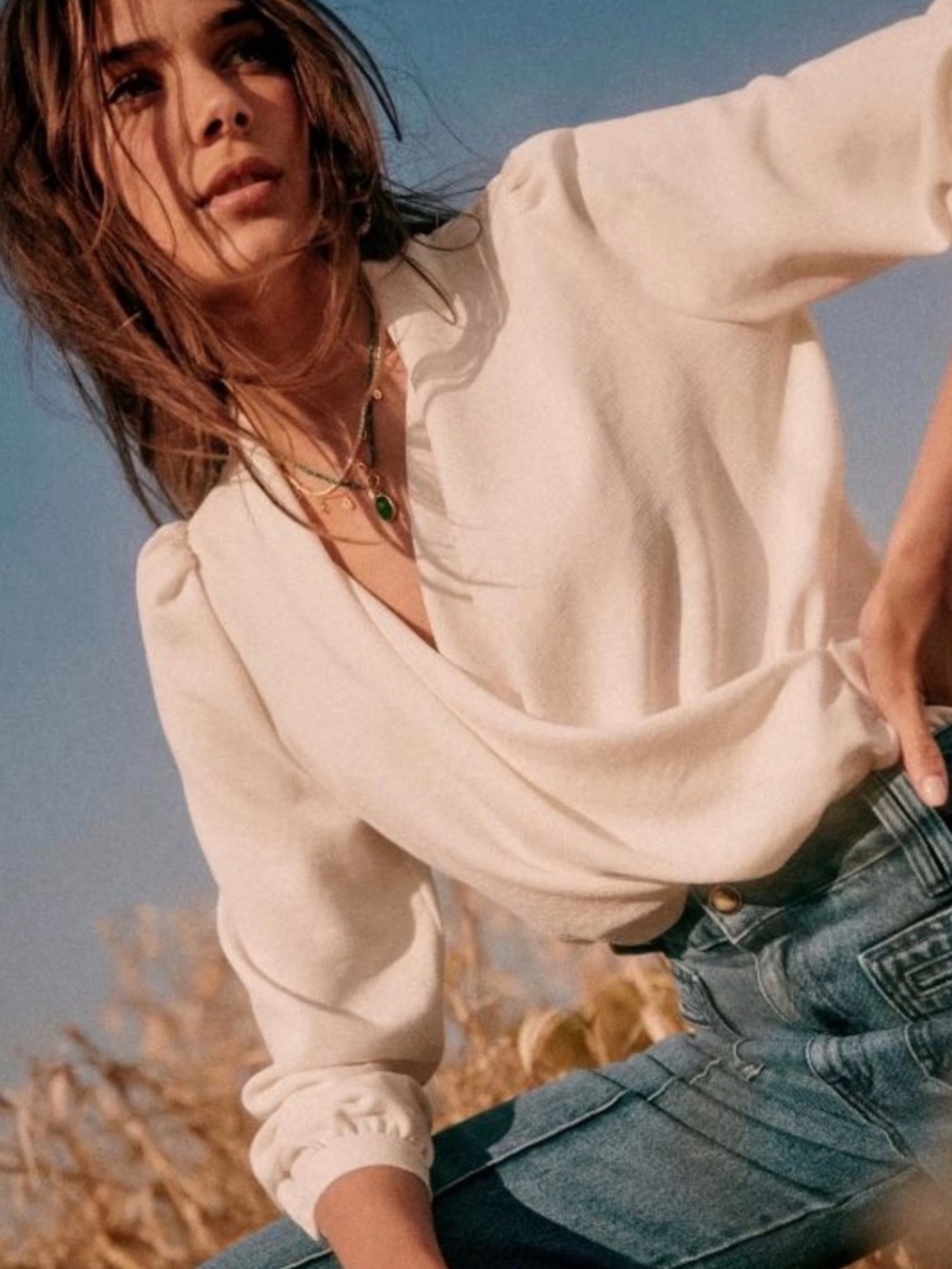 EUC SEZANE Abelia Top in Ecru, 38